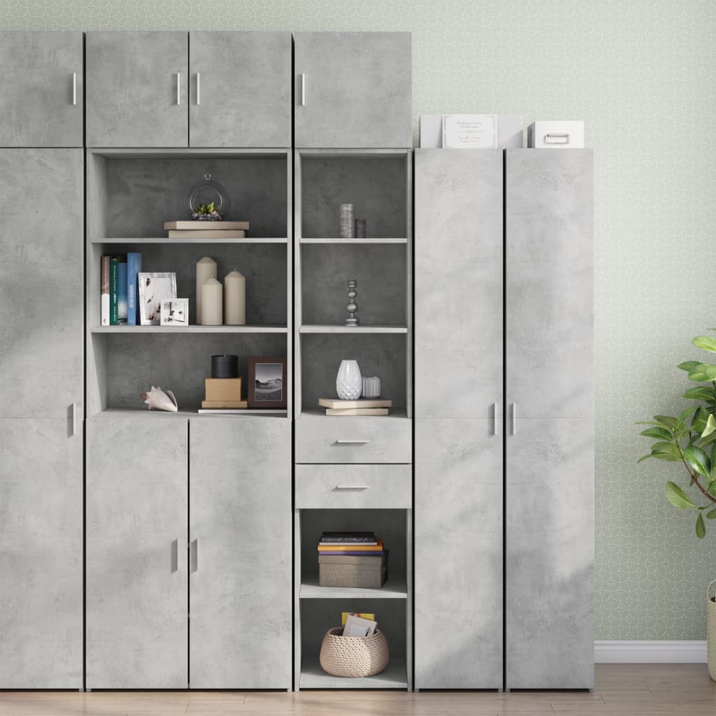 Tall cabinet narrow concrete grey 40x42.5x225 cm wood material