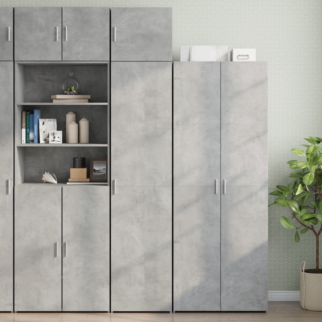 Tall cabinet narrow concrete grey 45x42.5x225 cm wood material