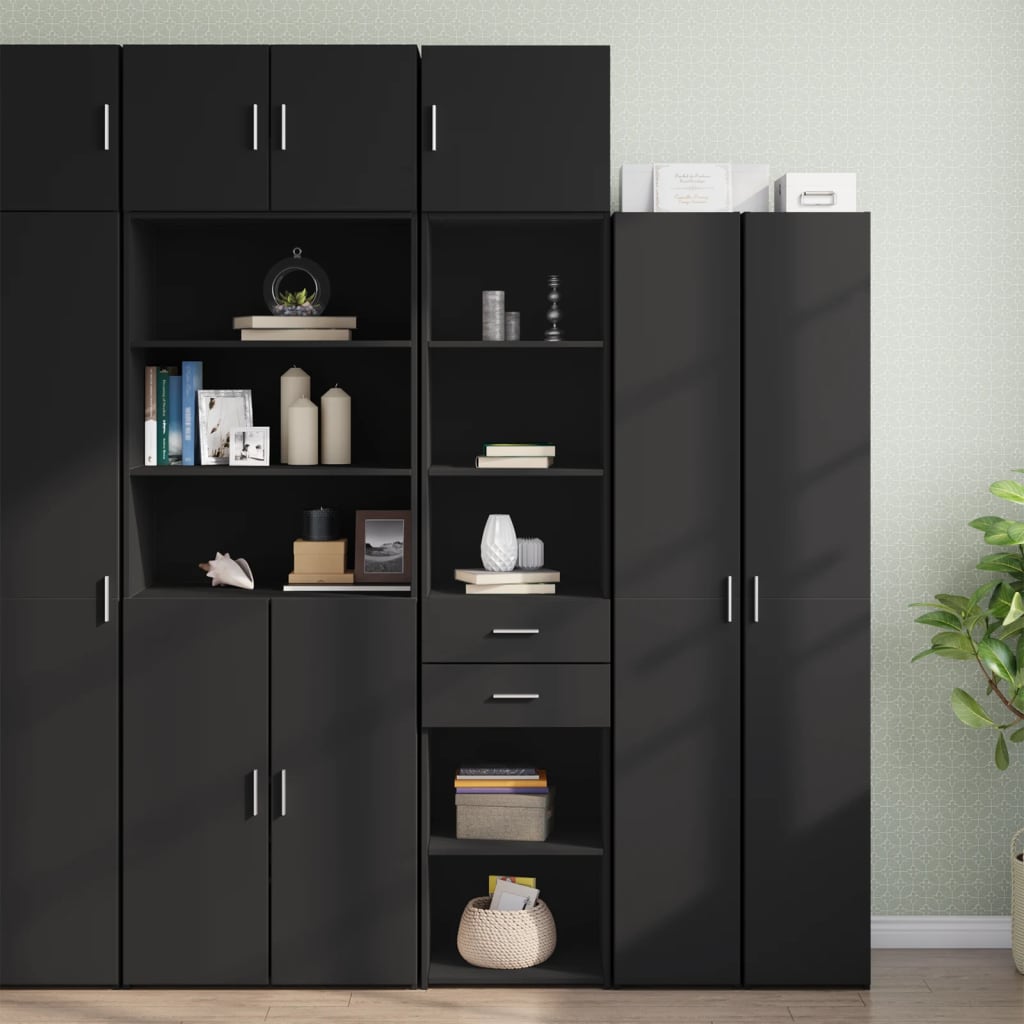 Tall cabinet narrow black 45x42.5x225 cm wood-based material