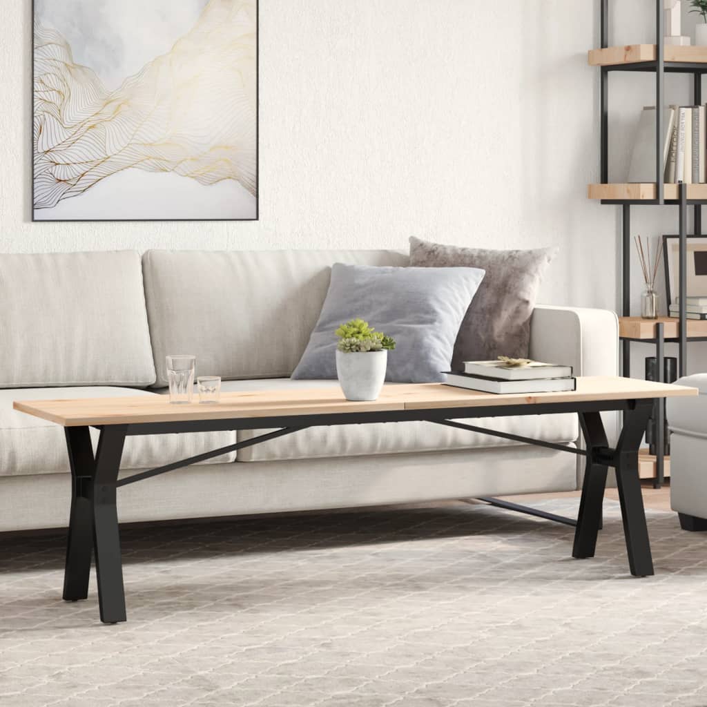 Couchtisch Y-Gestell 160x40x45 cm Massivholz Kiefer & Stahl