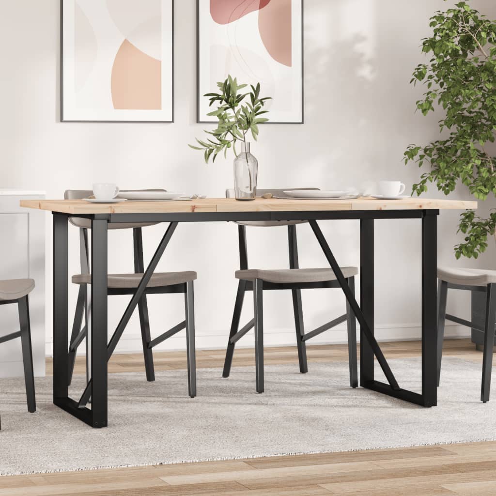 Esstisch O-Gestell 160x80x75,5 cm Massivholz Kiefer & Stahl