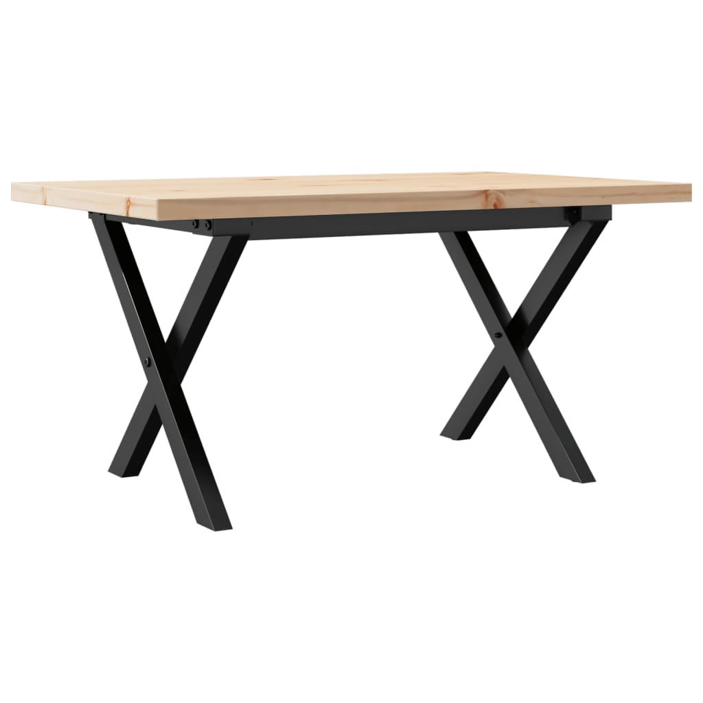 Couchtisch X-Gestell 80x50x40,5cm Massivholz Kiefer & Stahl