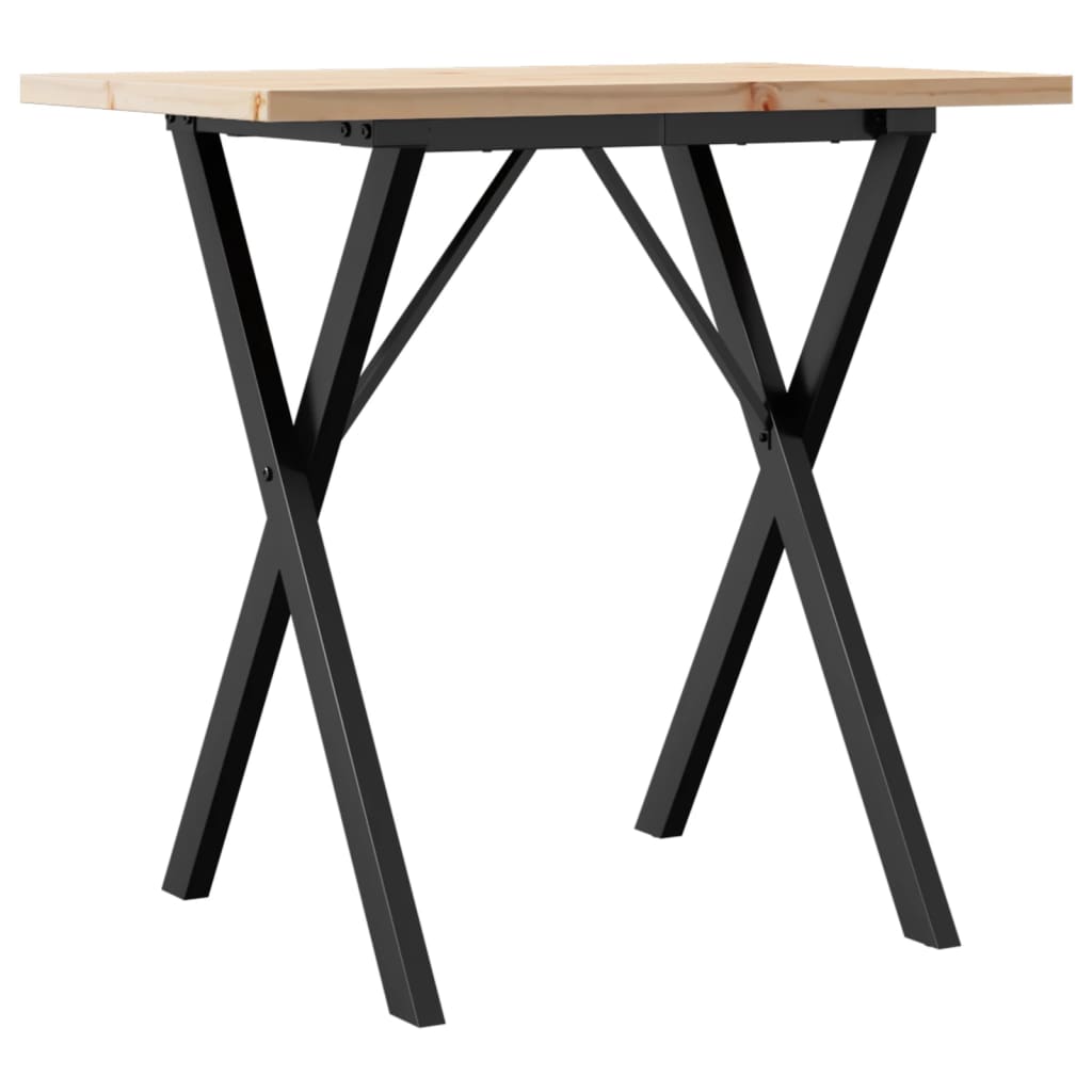 Esstisch X-Gestell 80x50x75,5 cm Massivholz Kiefer & Stahl