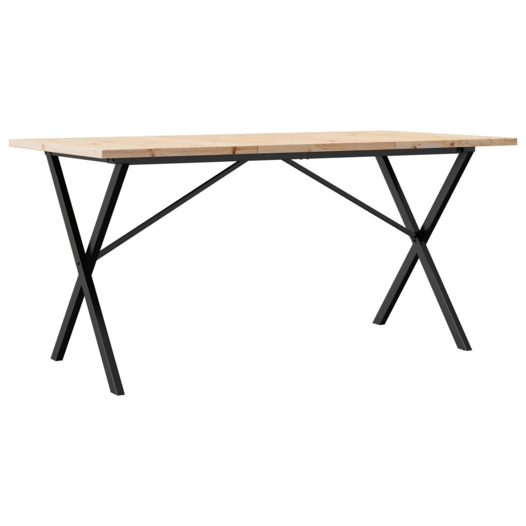 Esstisch X-Gestell 140x80x75,5 cm Massivholz Kiefer & Stahl