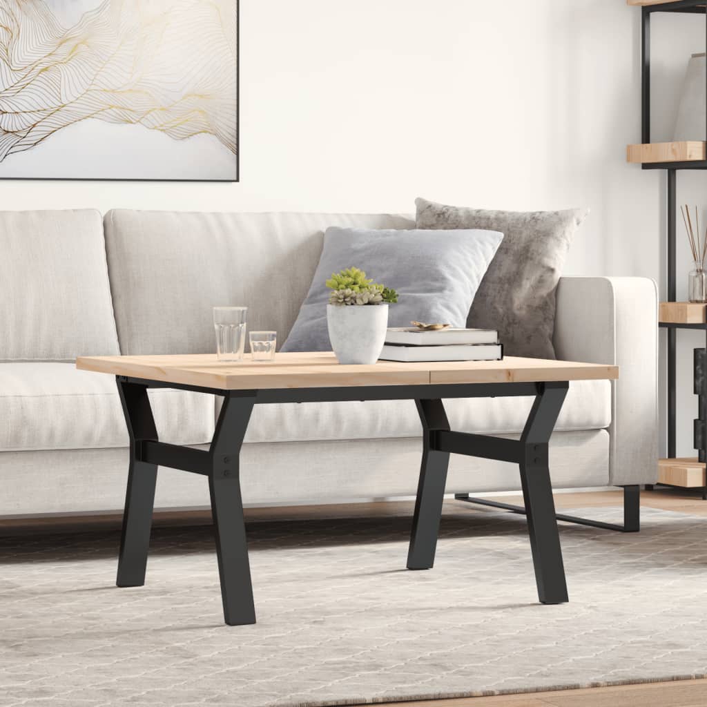 Couchtisch Y-Gestell 80x80x45,5cm Massivholz Kiefer & Stahl