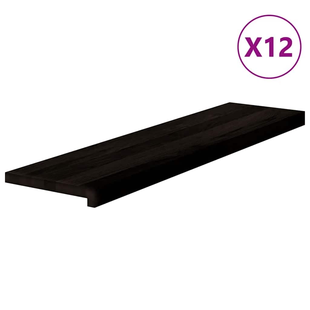 Treppenstufen 12 Stk. Dunkelbraun 100x25x2 cm Massivholz Eiche