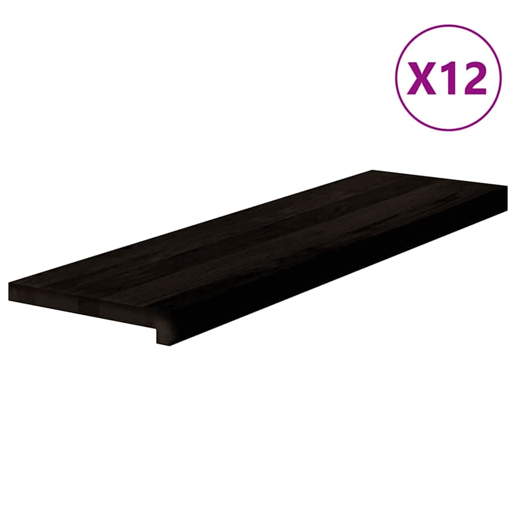 Treppenstufen 12 Stk. Dunkelbraun 90x30x2 cm Massivholz Eiche