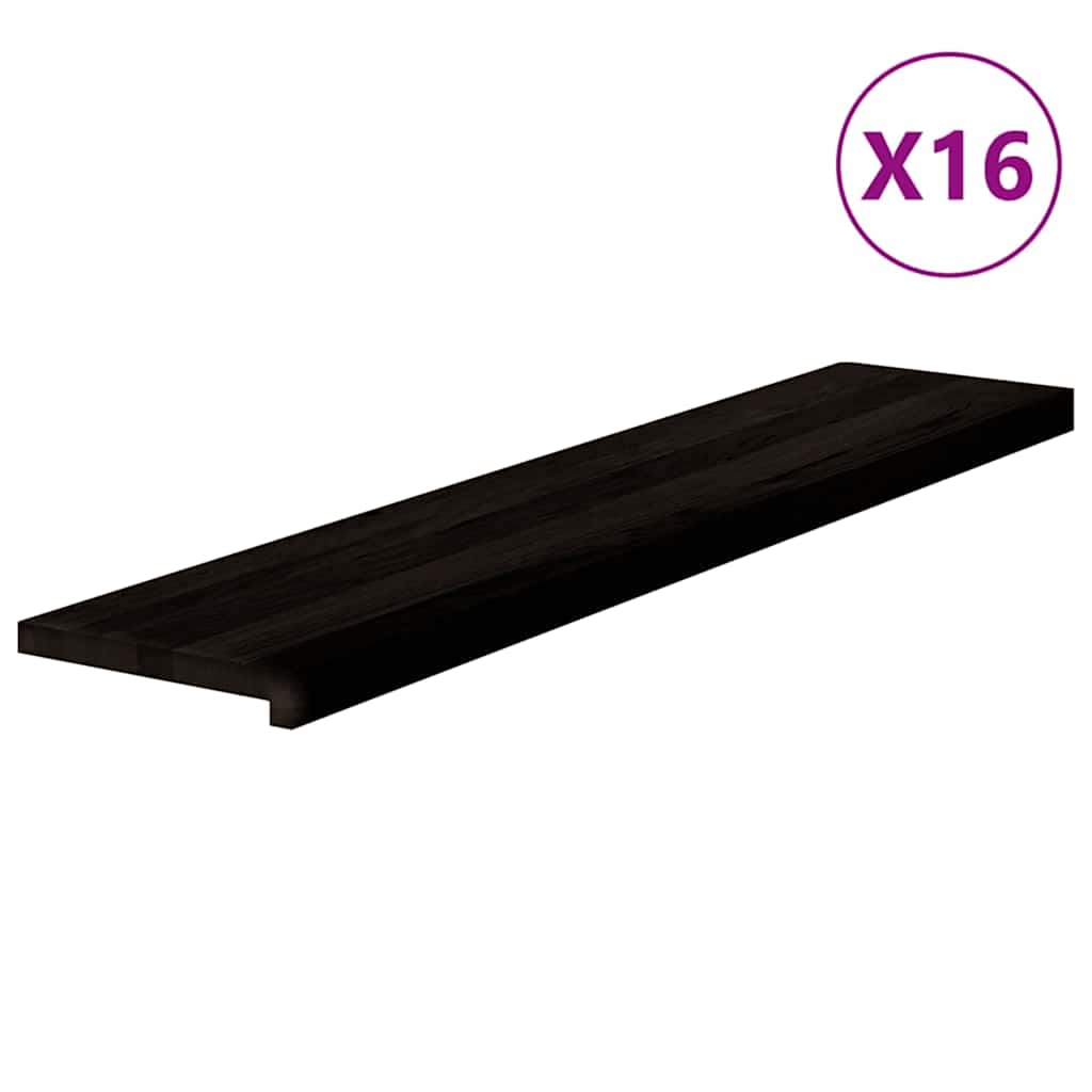 Treppenstufen 16 Stk. Dunkelbraun 120x30x2 cm Massivholz Eiche