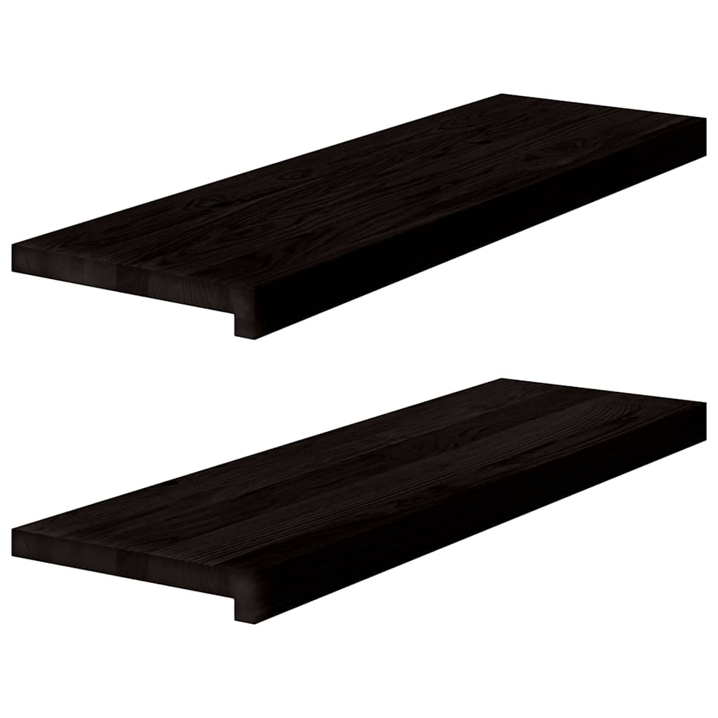 Treppenstufen 2 Stk. Dunkelbraun 80x30x2 cm Massivholz Eiche