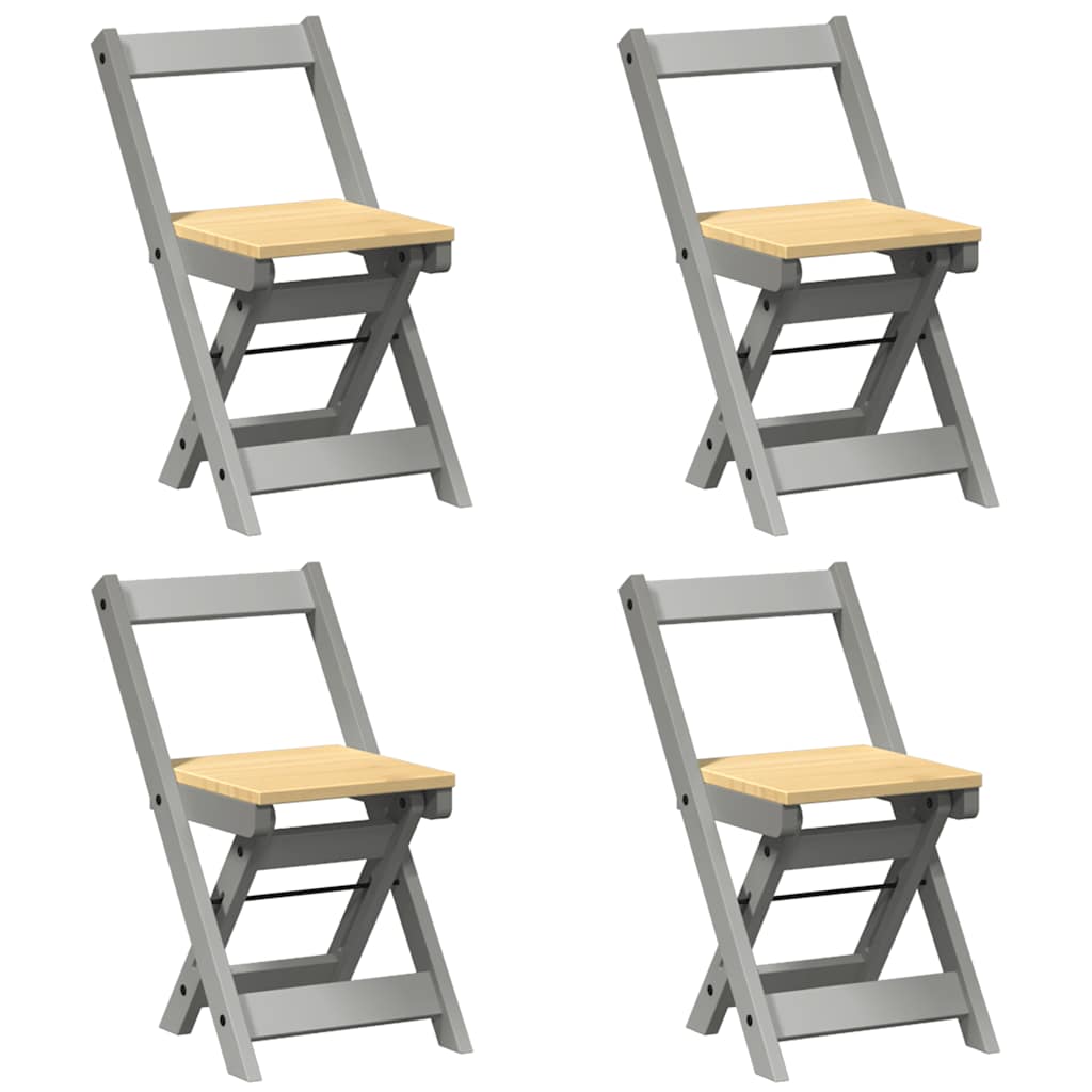 Esszimmerstühle Klappbar 4 Stk. Corona Grau Massivholz Kiefer
