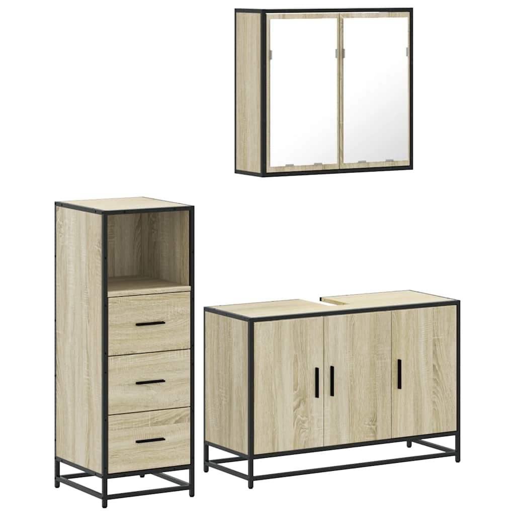 3-piece bathroom furniture set Sonoma oak wood-based material