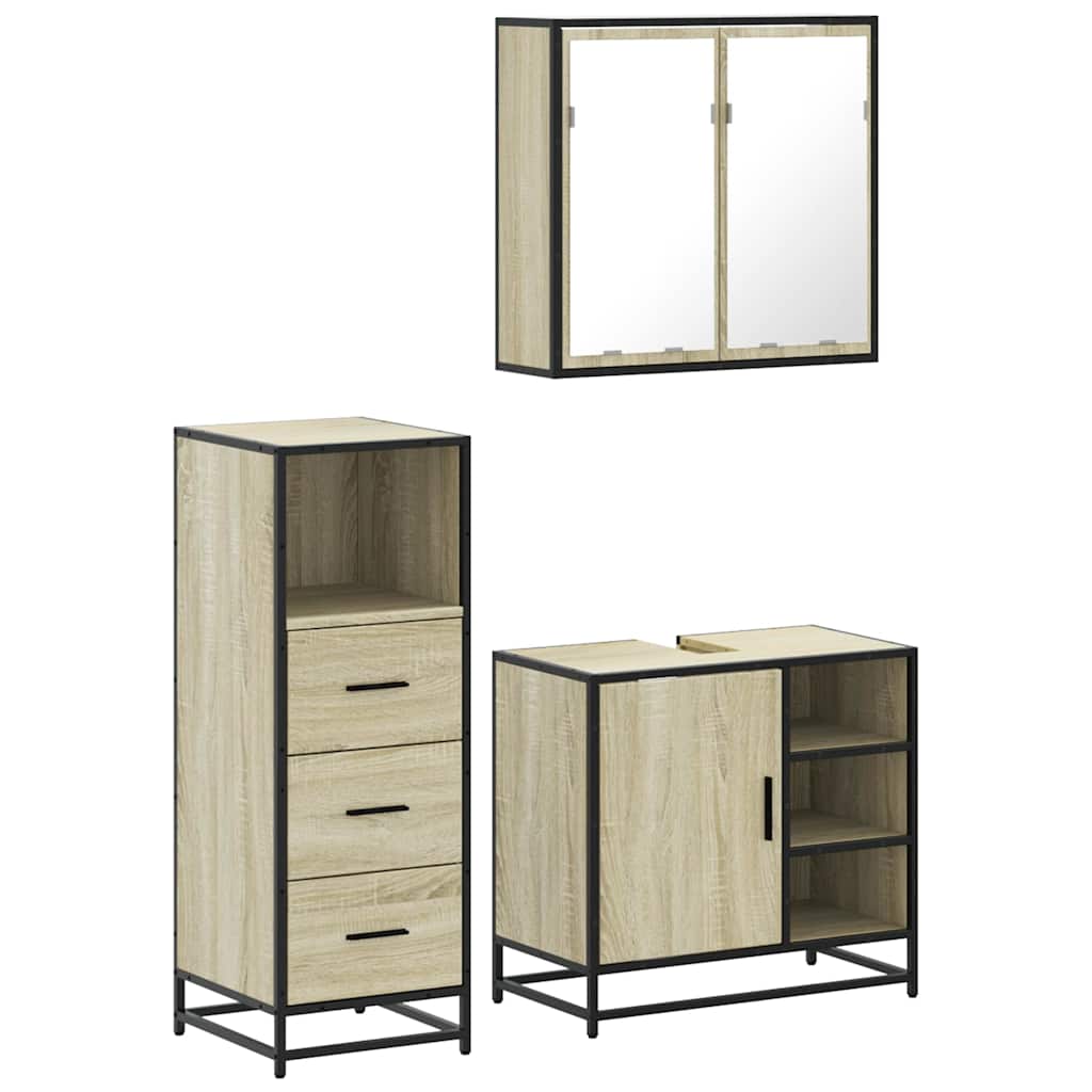 3-piece bathroom furniture set Sonoma oak wood-based material