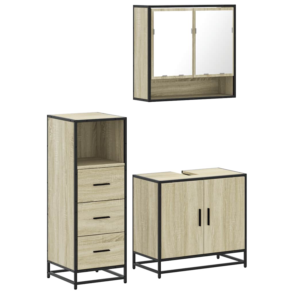 3-piece bathroom furniture set Sonoma oak wood-based material