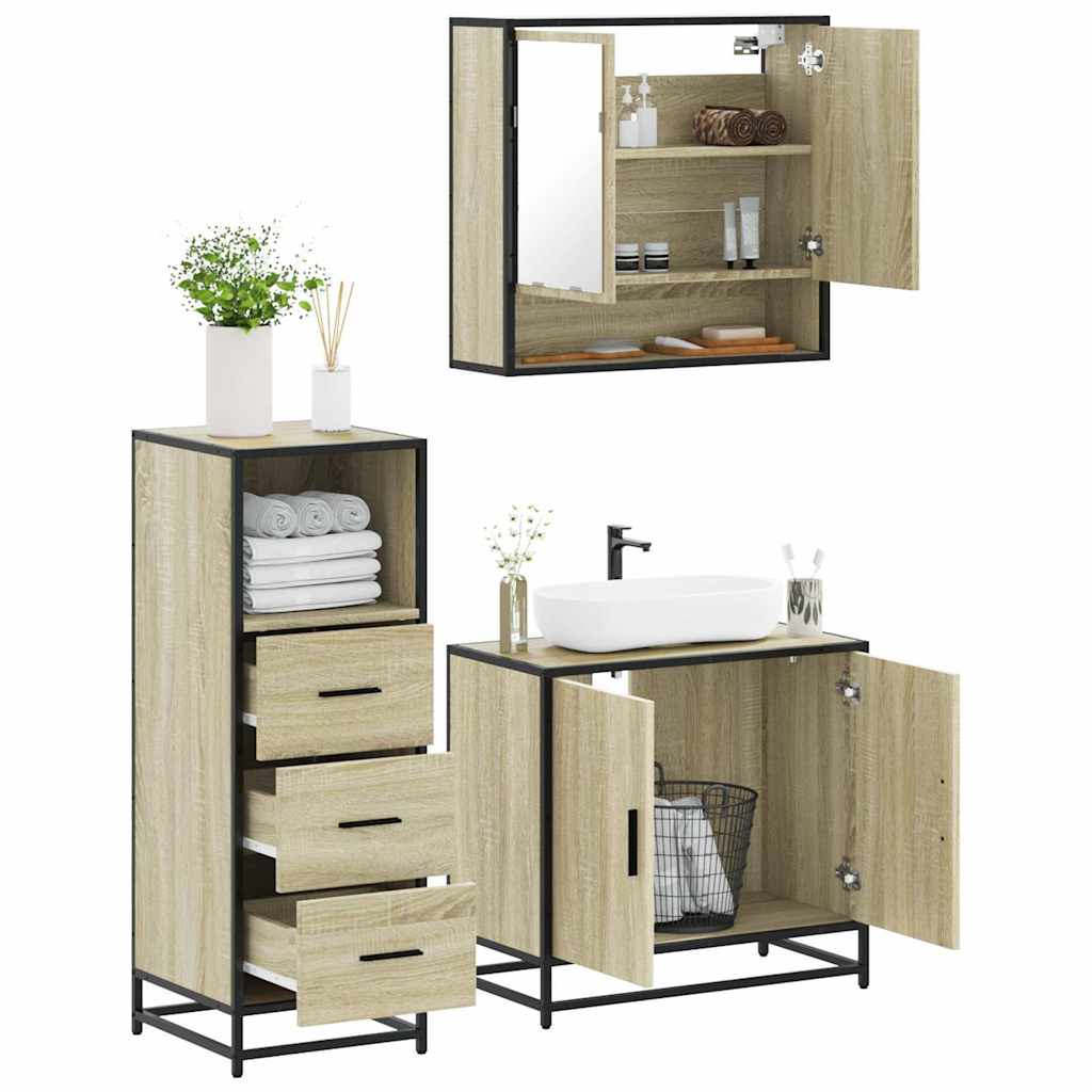 3-piece bathroom furniture set Sonoma oak wood-based material
