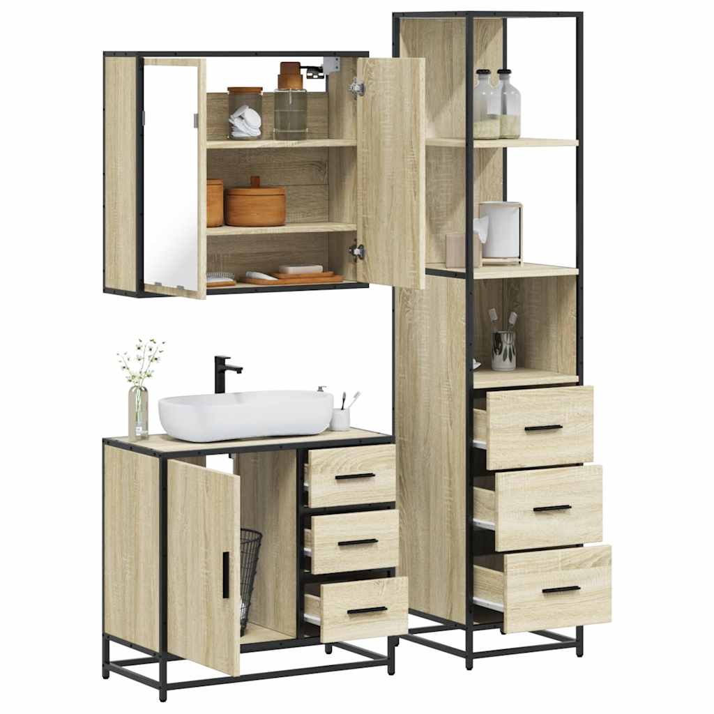 3-piece bathroom furniture set Sonoma oak wood-based material