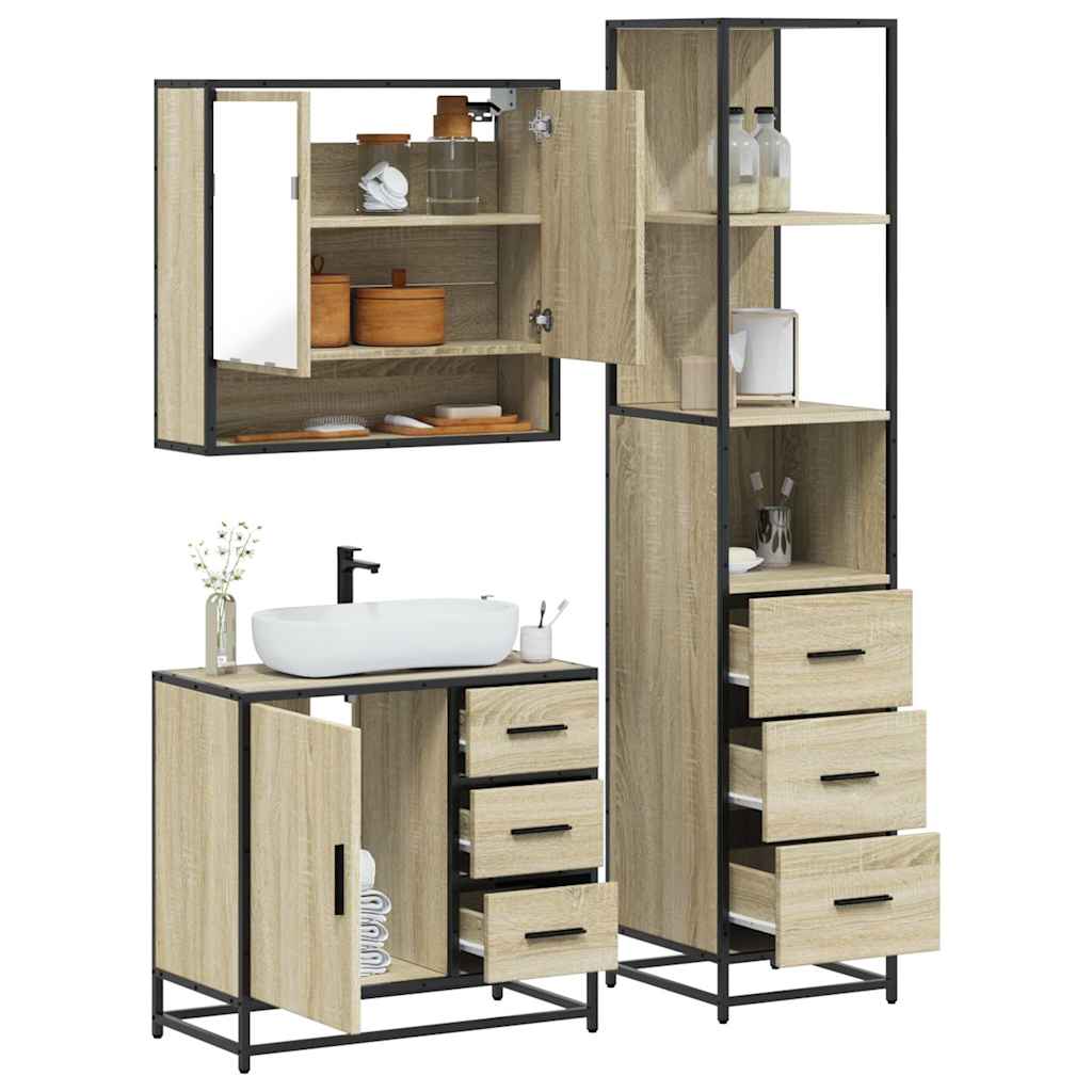 3-piece bathroom furniture set Sonoma oak wood-based material