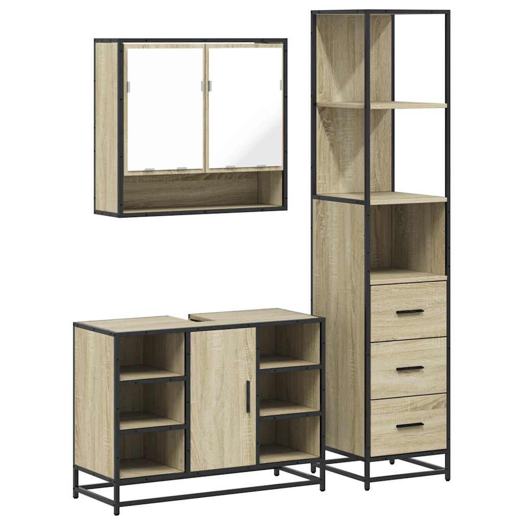 3-piece bathroom furniture set Sonoma oak wood-based material