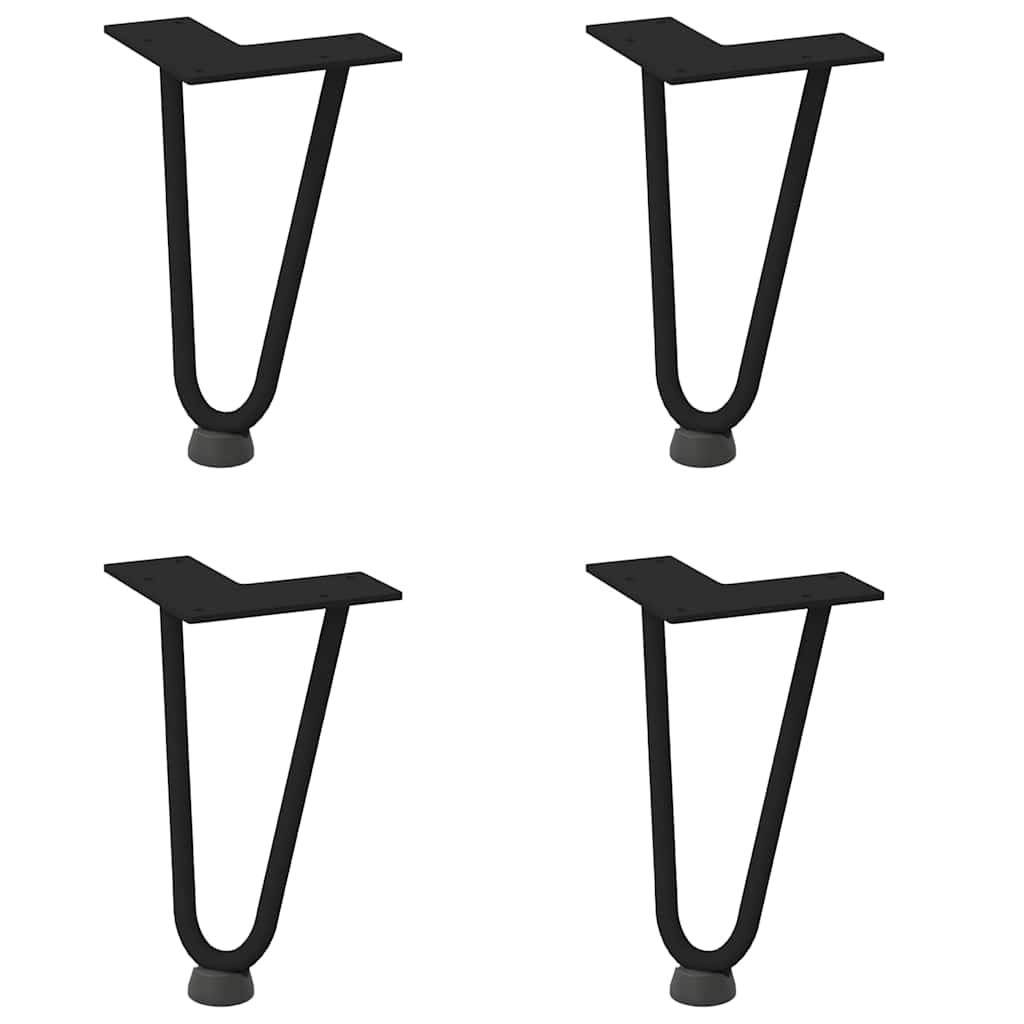 Hairpin legs for coffee table, 4 pieces, black, 20 cm, solid steel