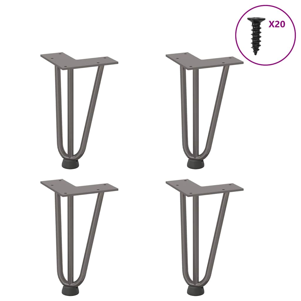 Hairpin legs for coffee table 4 pcs. Natural steel 20 cm solid steel