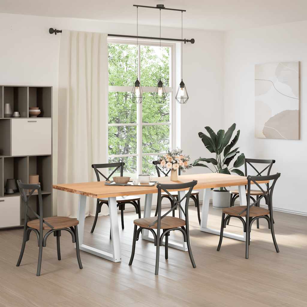 Dining Table Legs V-Shape 3 Pieces White 80x(72-73.3) cm Steel