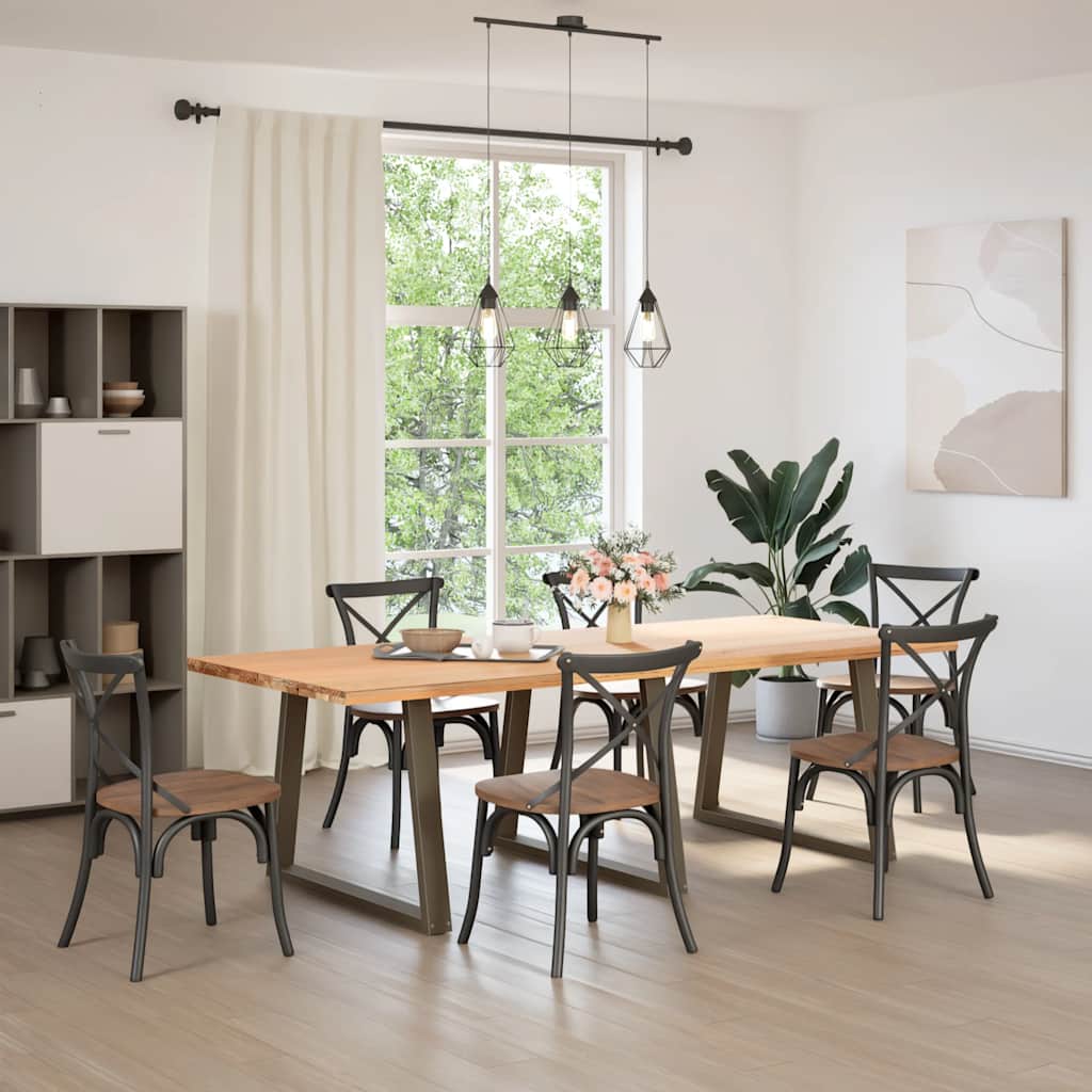 Dining table legs V-shape 3 pieces natural steel 100x(72-73.3) cm steel
