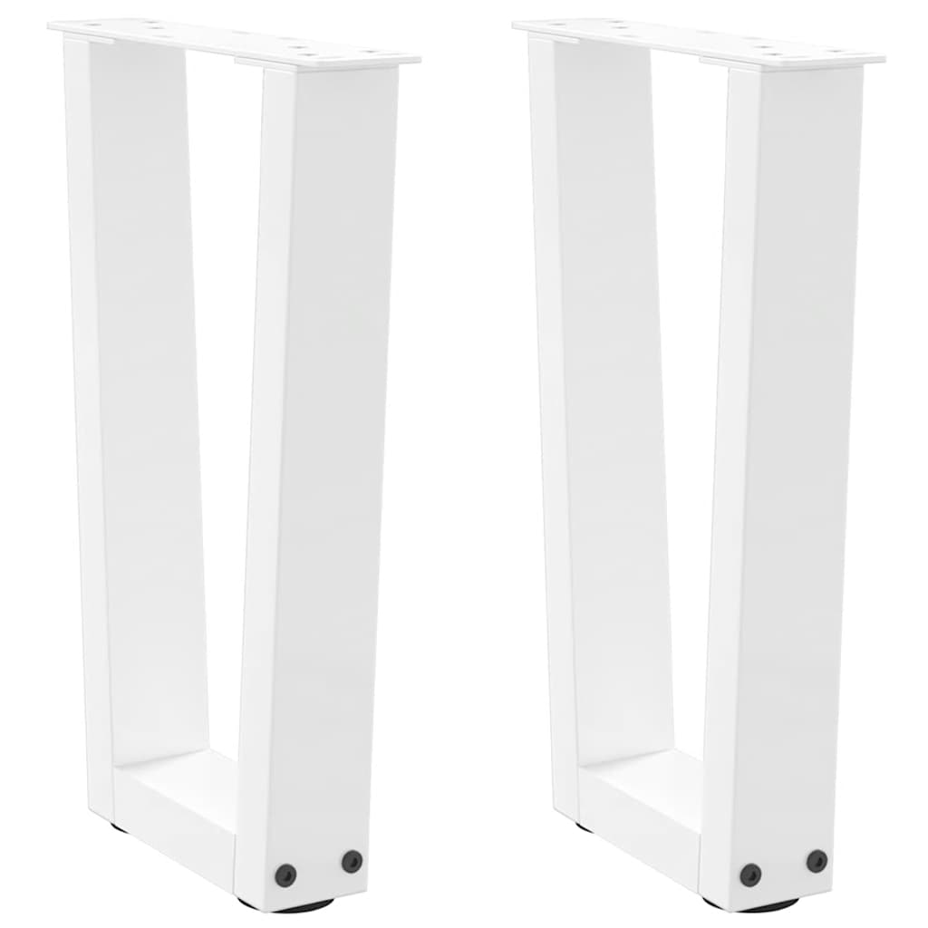 Coffee table legs V-shape 2 pieces white 38x(42-43.3) cm steel