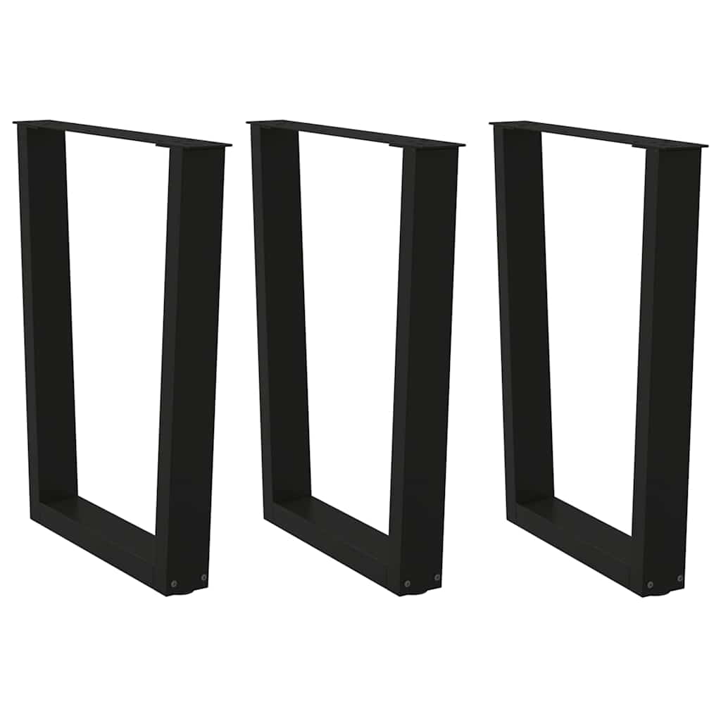 Dining Table Legs V-Shape 3 Pieces Black 70x(72-73.3) cm Steel