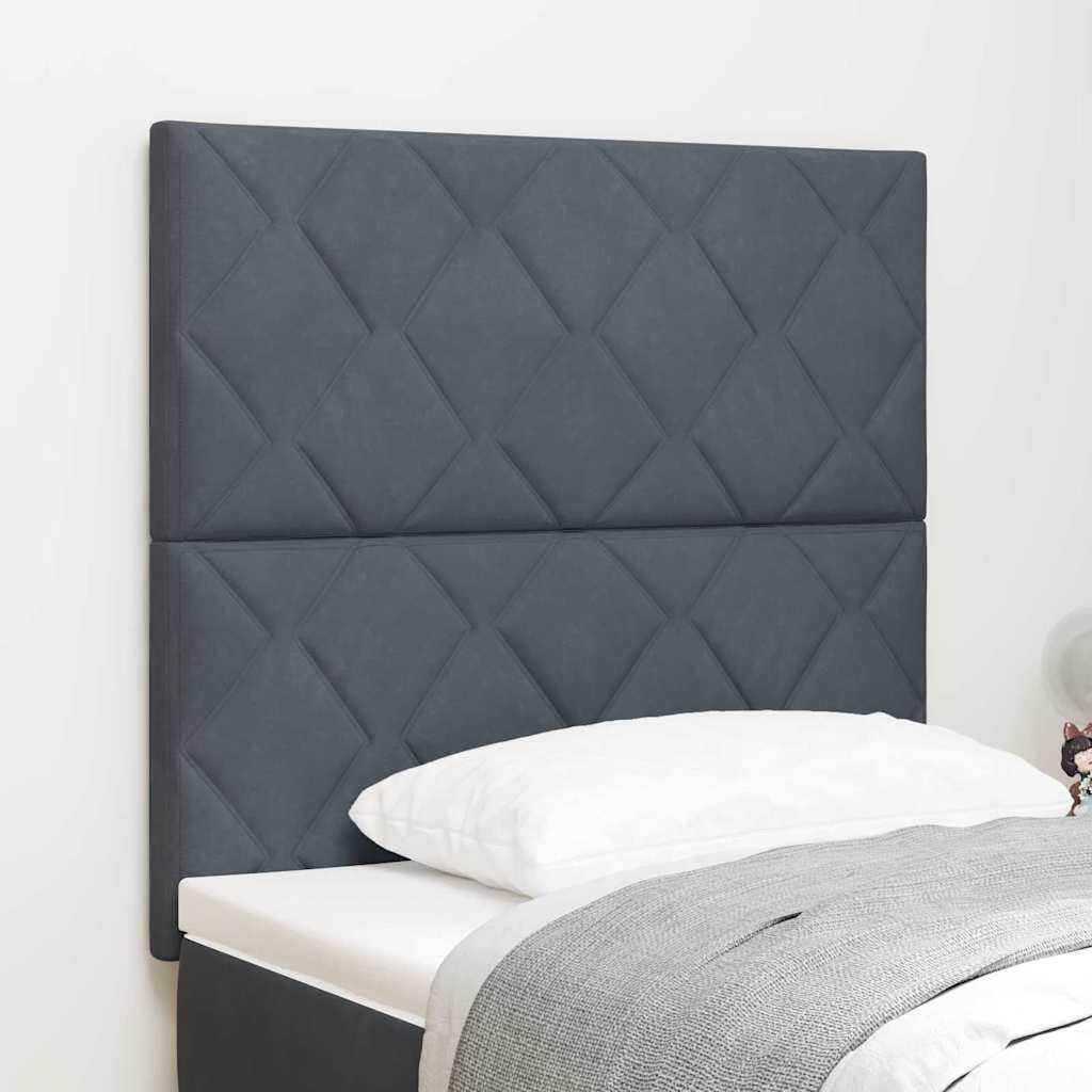 LED Kopfteil mit LED -Streifenleuchten Dunkelgrau 100 cm Samt