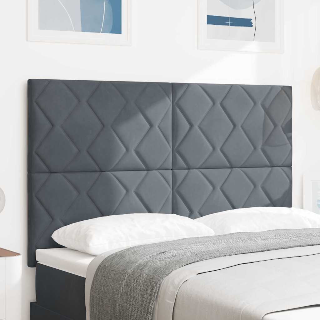LED Kopfteil mit LED -Streifenleuchten Dunkelgrau 144 cm Samt