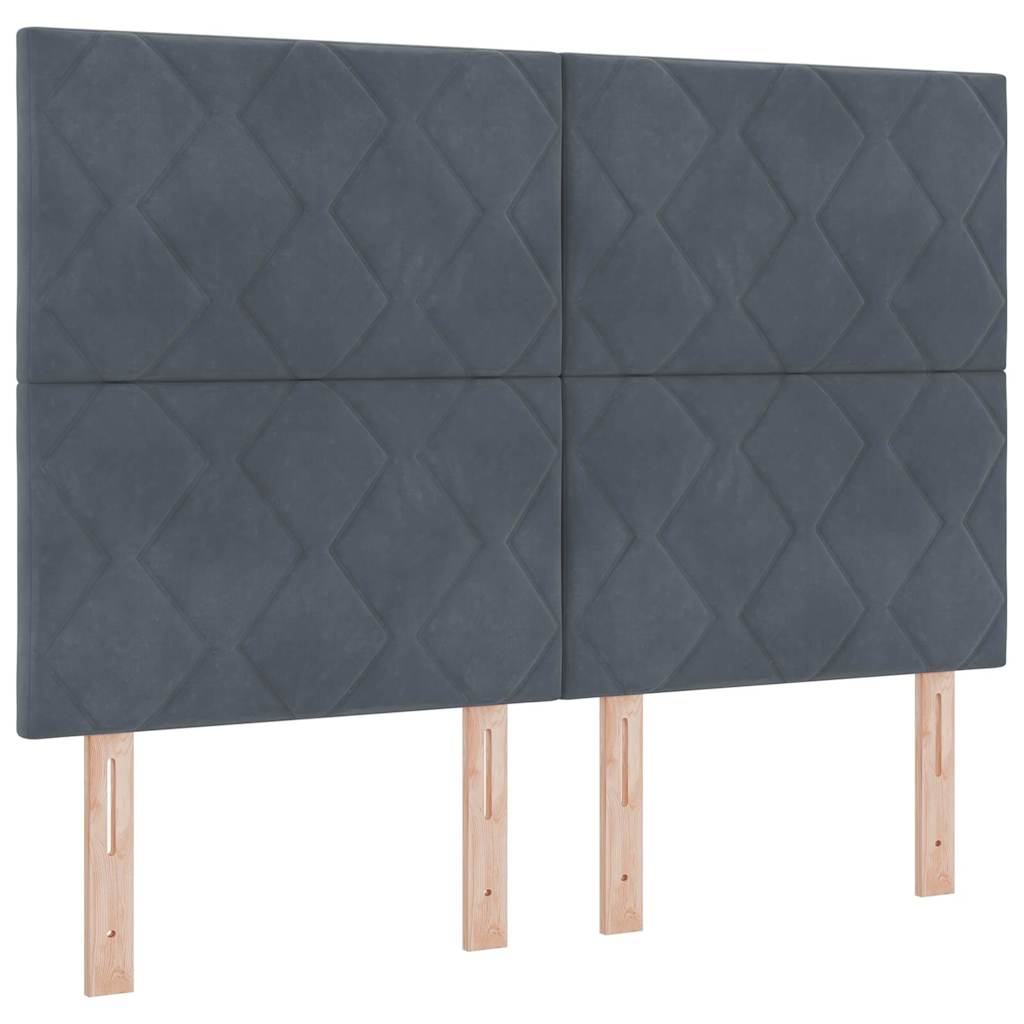LED Kopfteil mit LED -Streifenleuchten Dunkelgrau 144 cm Samt