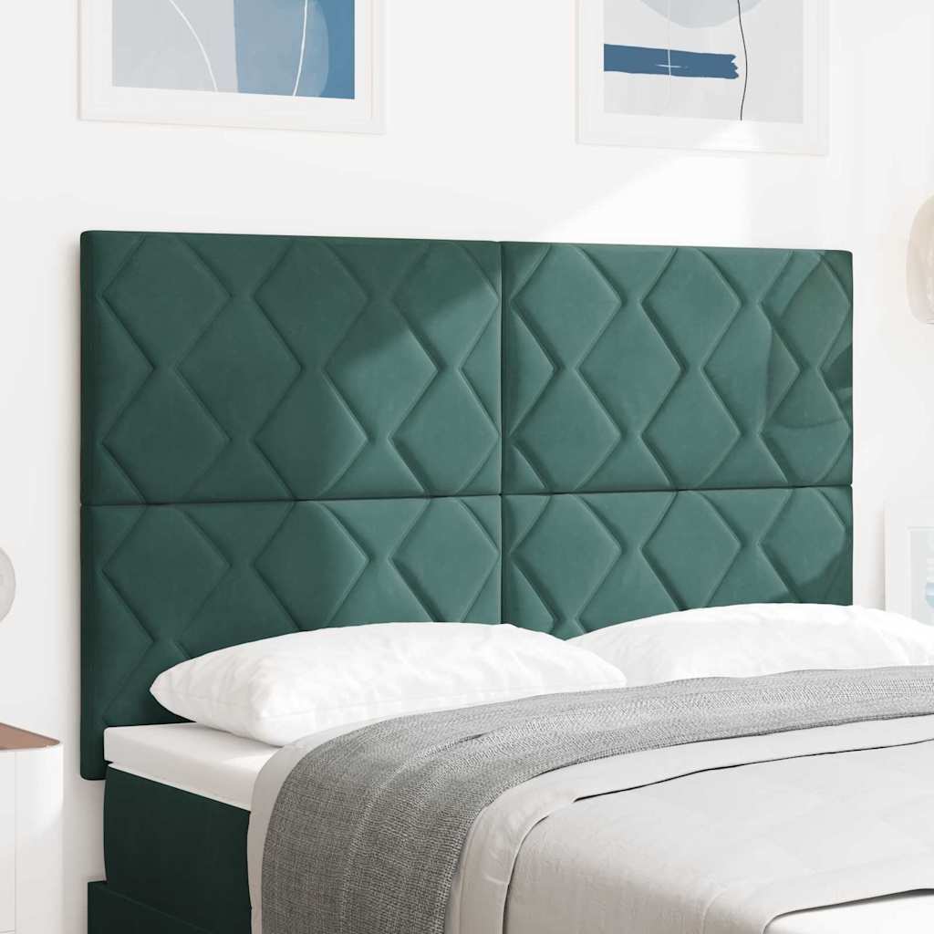 LED Kopfteil mit LED -Streifenleuchten Dunkelgrün 144 cm Samt