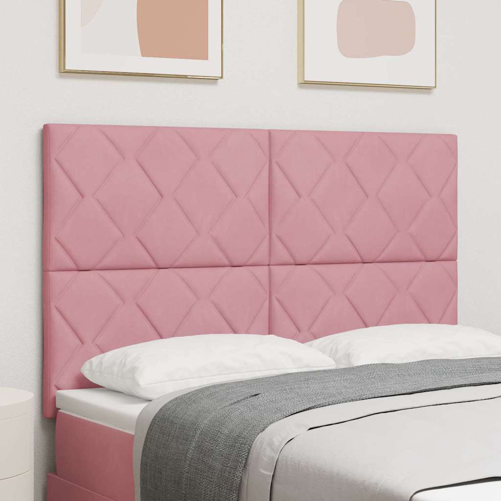 LED Kopfteil mit LED -Streifenleuchten Manuell Rosa 144 cm Samt