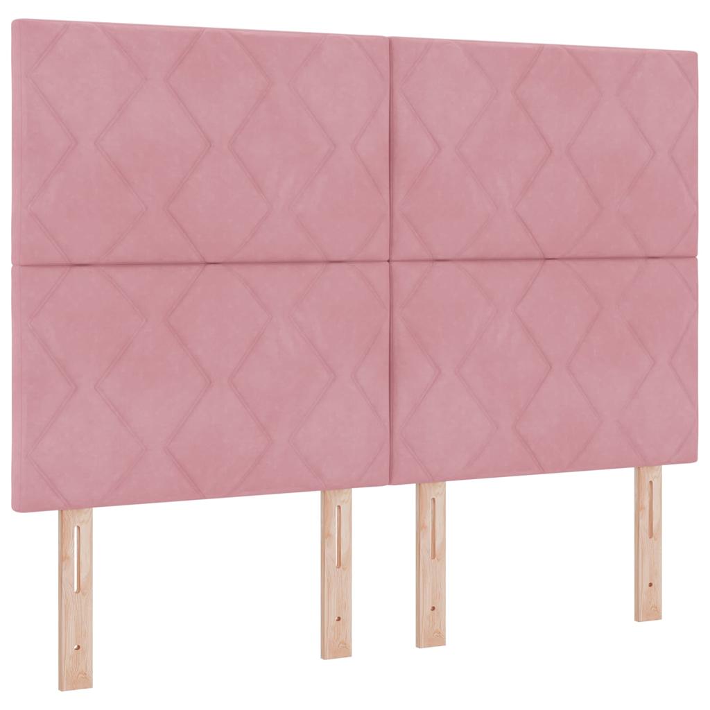 LED Kopfteil mit LED -Streifenleuchten Manuell Rosa 144 cm Samt
