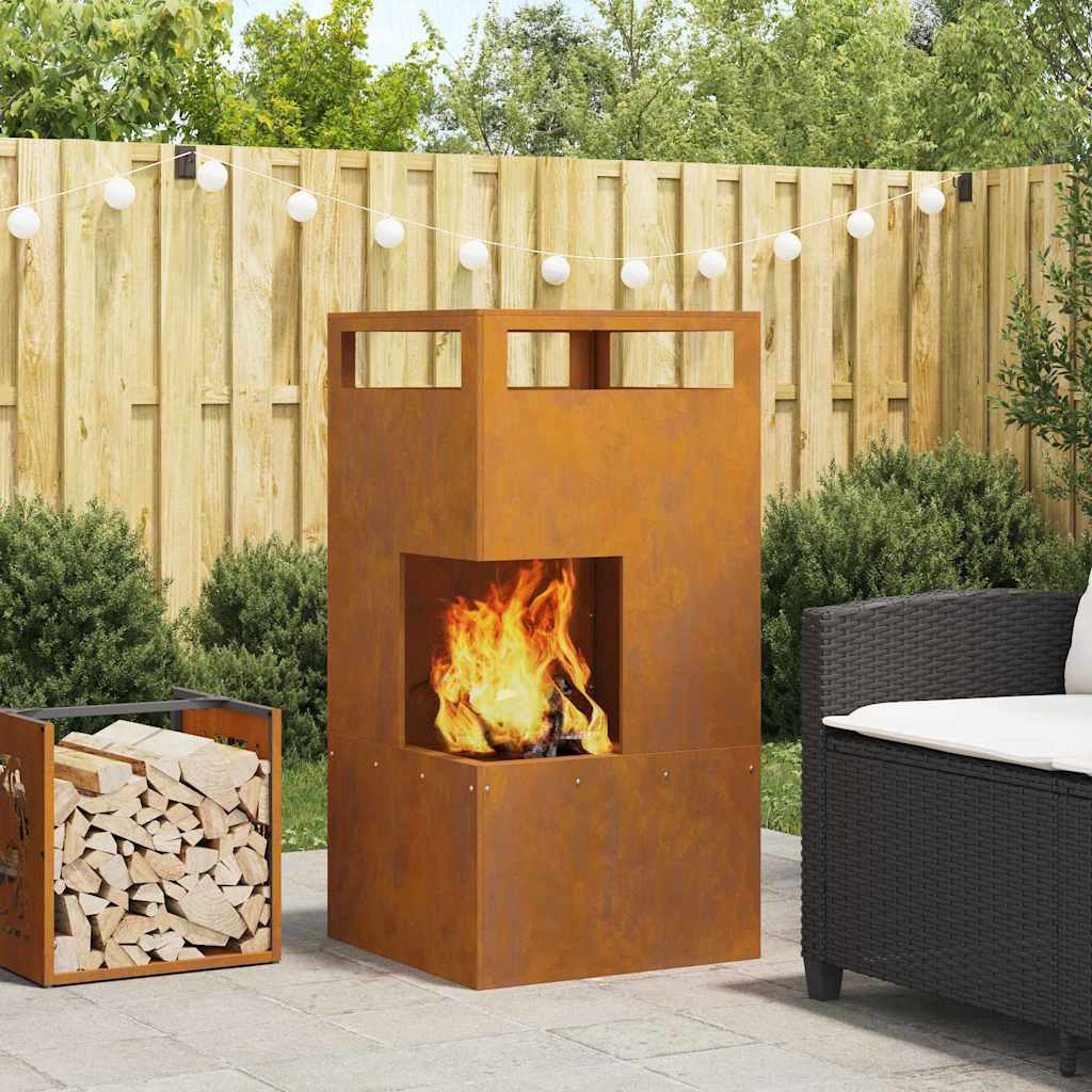 Feuerplatz Braun 50 x 50 x 100 cm Witterungsbeständiger Stahl