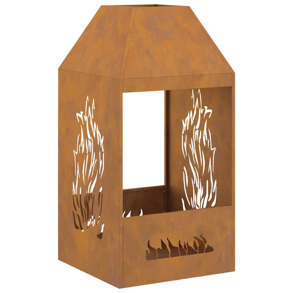 Feuerplatz Braun 50 x 50 x 100 cm Witterungsbeständiger Stahl