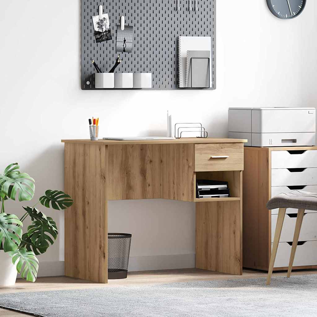 Schreibtisch Eiche handwerklich 90 x 49,5 x 75 cm Holzwerkstoff