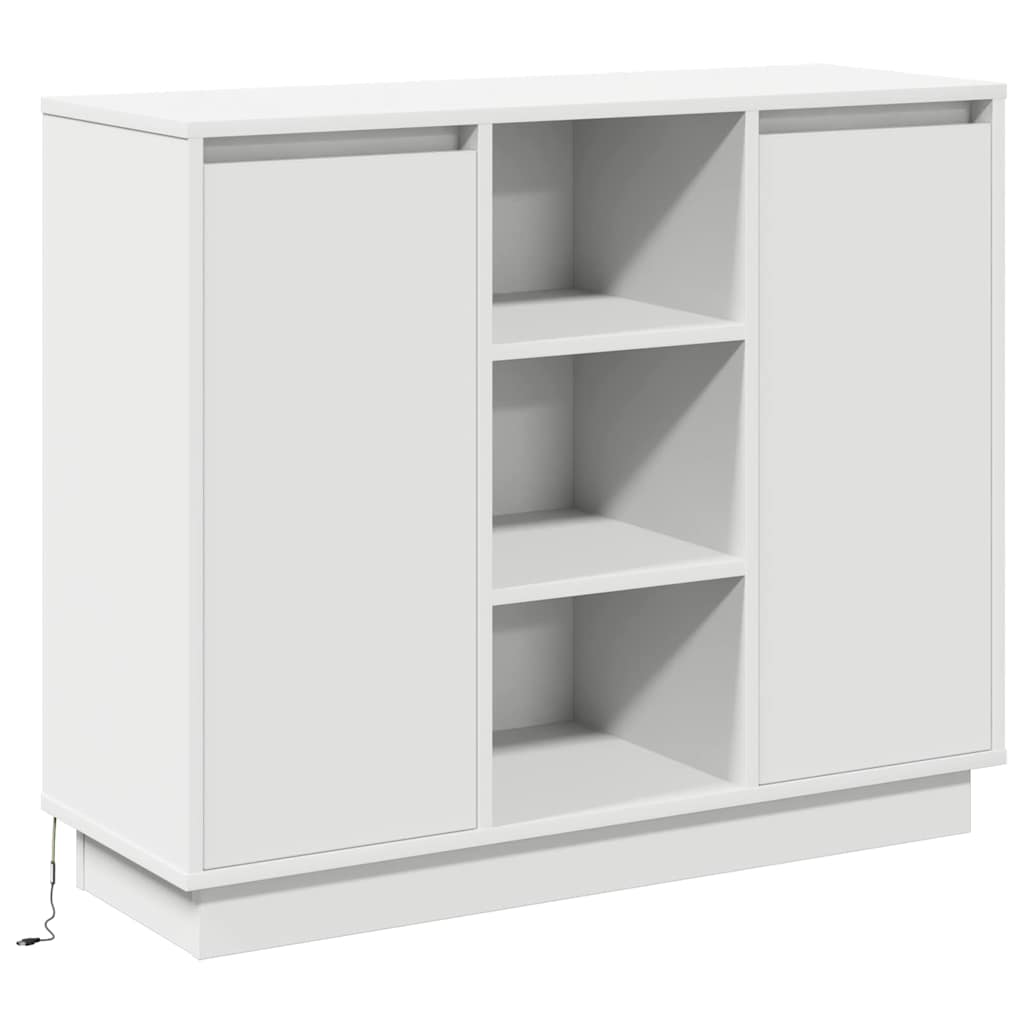 Sideboard mit Regal mit Tür Weiß 90 x 32 x 75 cm Holzwerkstoff