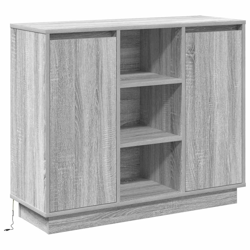 Sideboard mit Regal Graues Sonoma 90 x 32 x 75 cm Holzwerkstoff