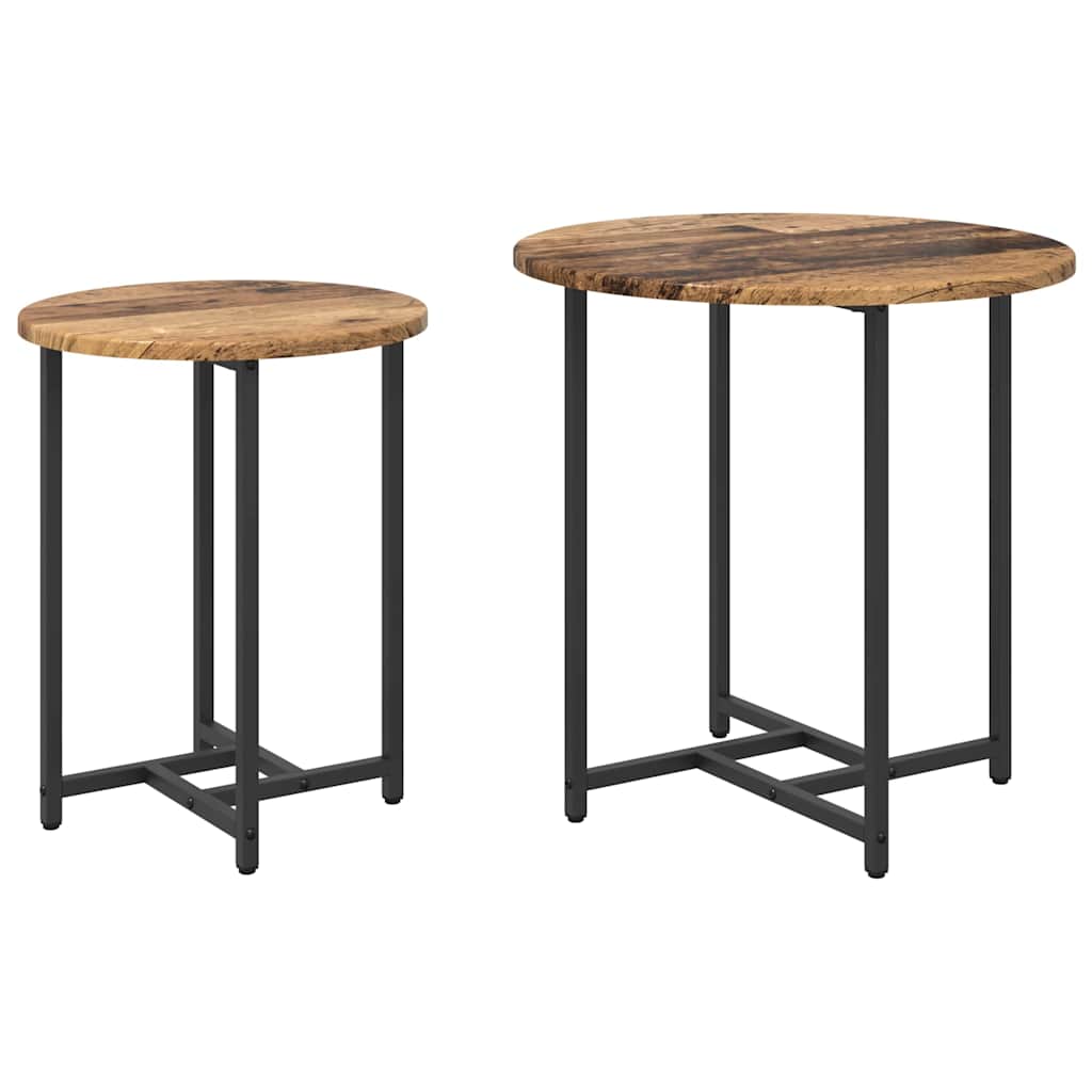Beistelltisch-Set 2 pcs Altes Holz und Schwarz 50 x 50 x 50 cm