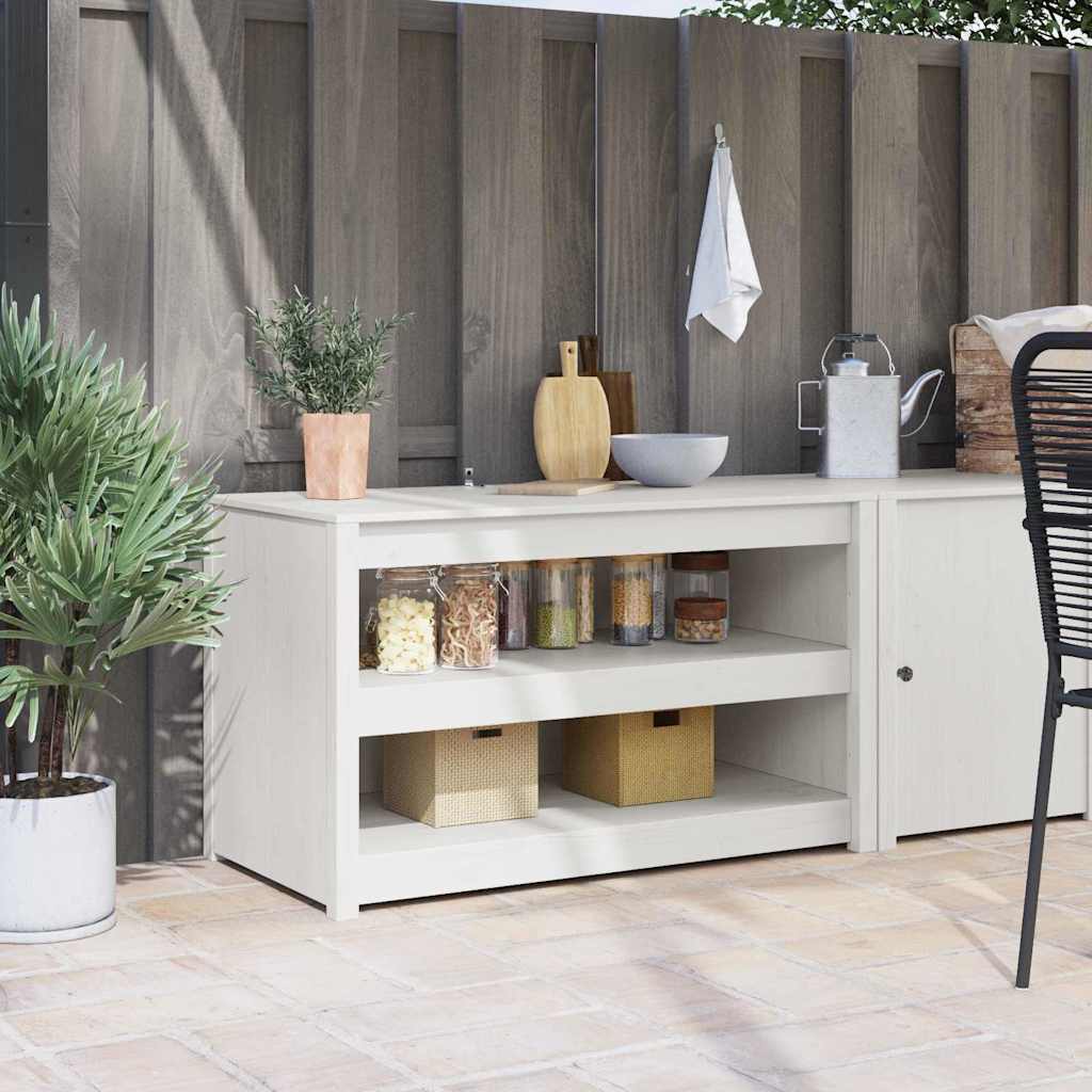 Küchenschrank mit Regal Weiß 106 x 55 x 64 cm Massivholz Kiefer