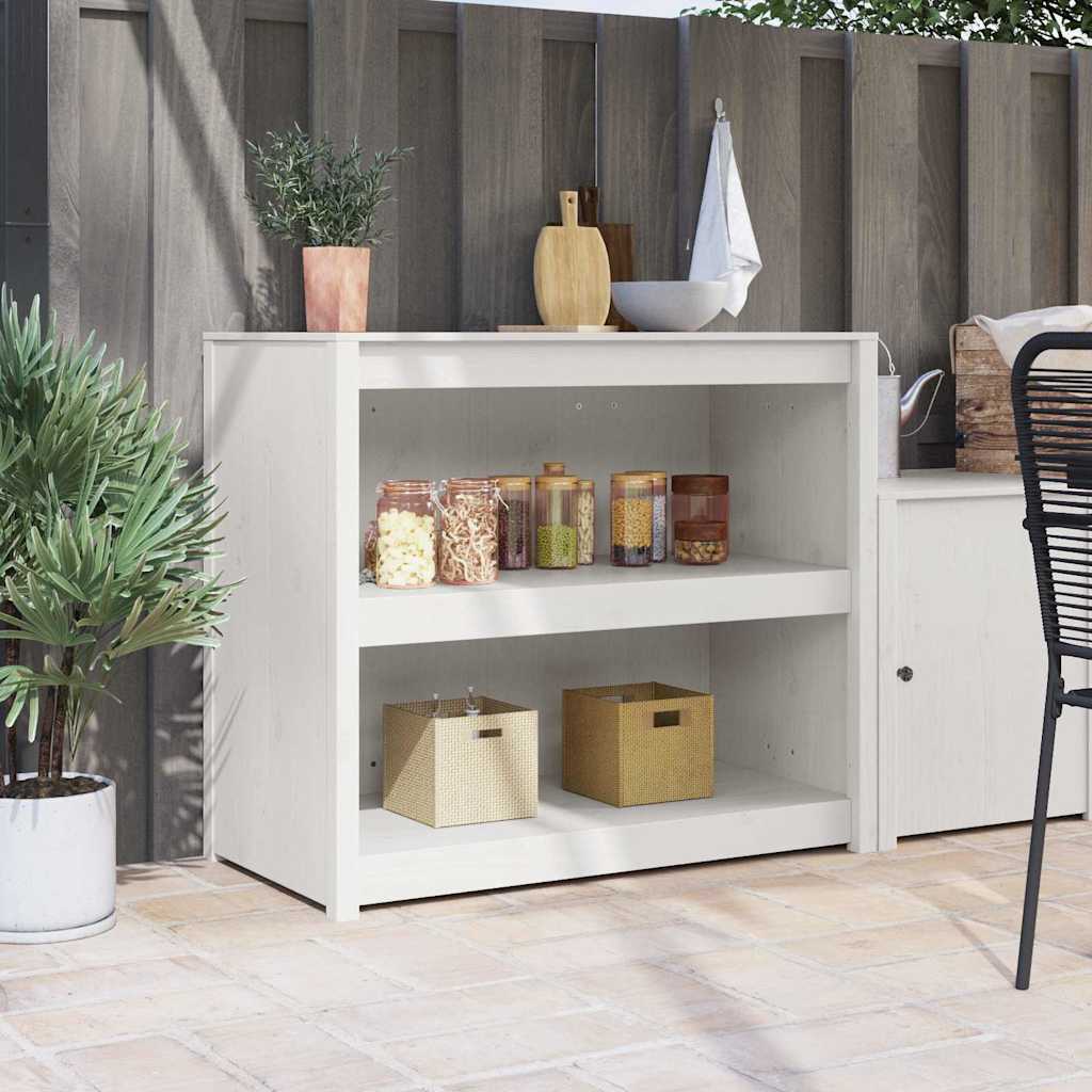 Küchenschrank mit Regal Weiß 106 x 55 x 92 cm Massivholz Kiefer