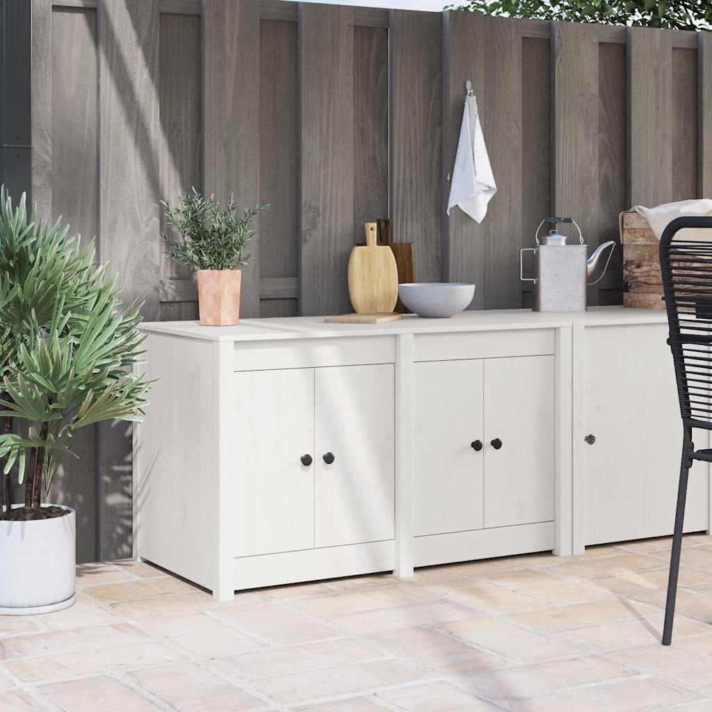 Küchenschrank mit Regal Weiß 106 x 55 x 64 cm Massivholz Kiefer