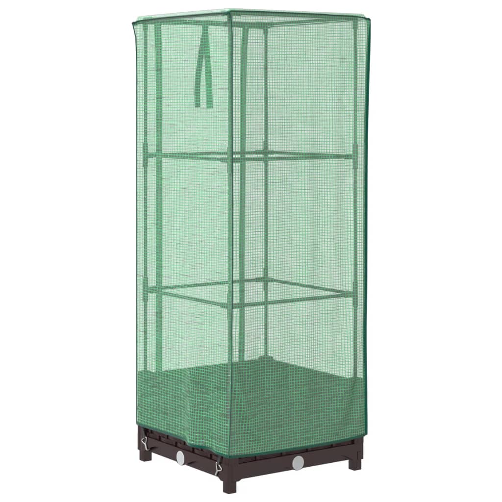 Raised bed with greenhouse attachment rattan look 40x40x123 cm