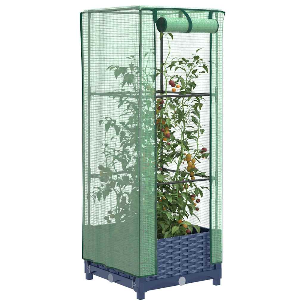 Raised bed with greenhouse attachment rattan look 40x40x123 cm