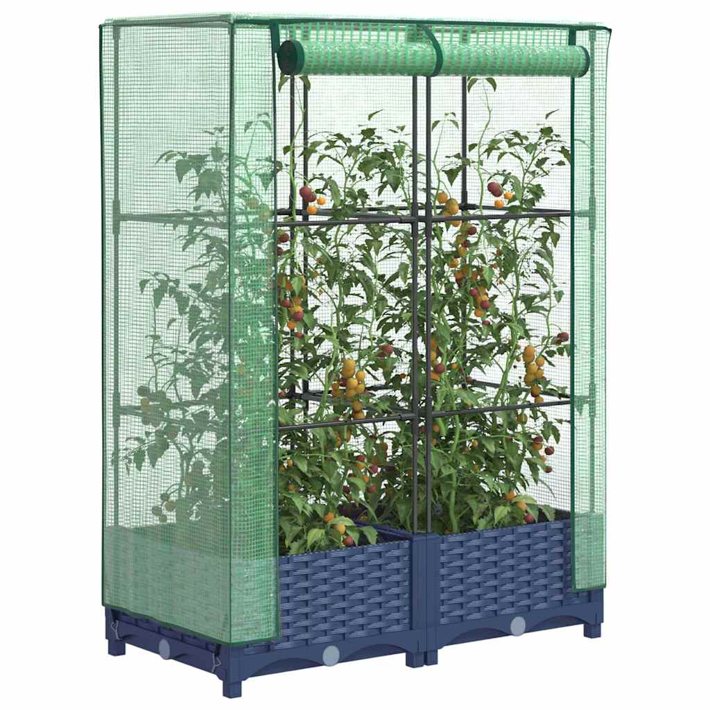 Raised bed with greenhouse attachment rattan look 80x40x123 cm