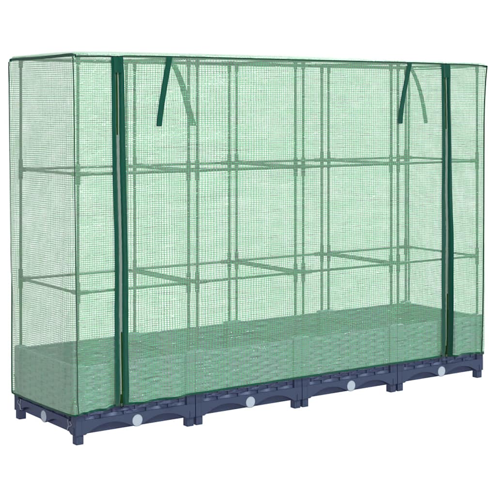 Raised bed with greenhouse attachment rattan look 160x40x123 cm