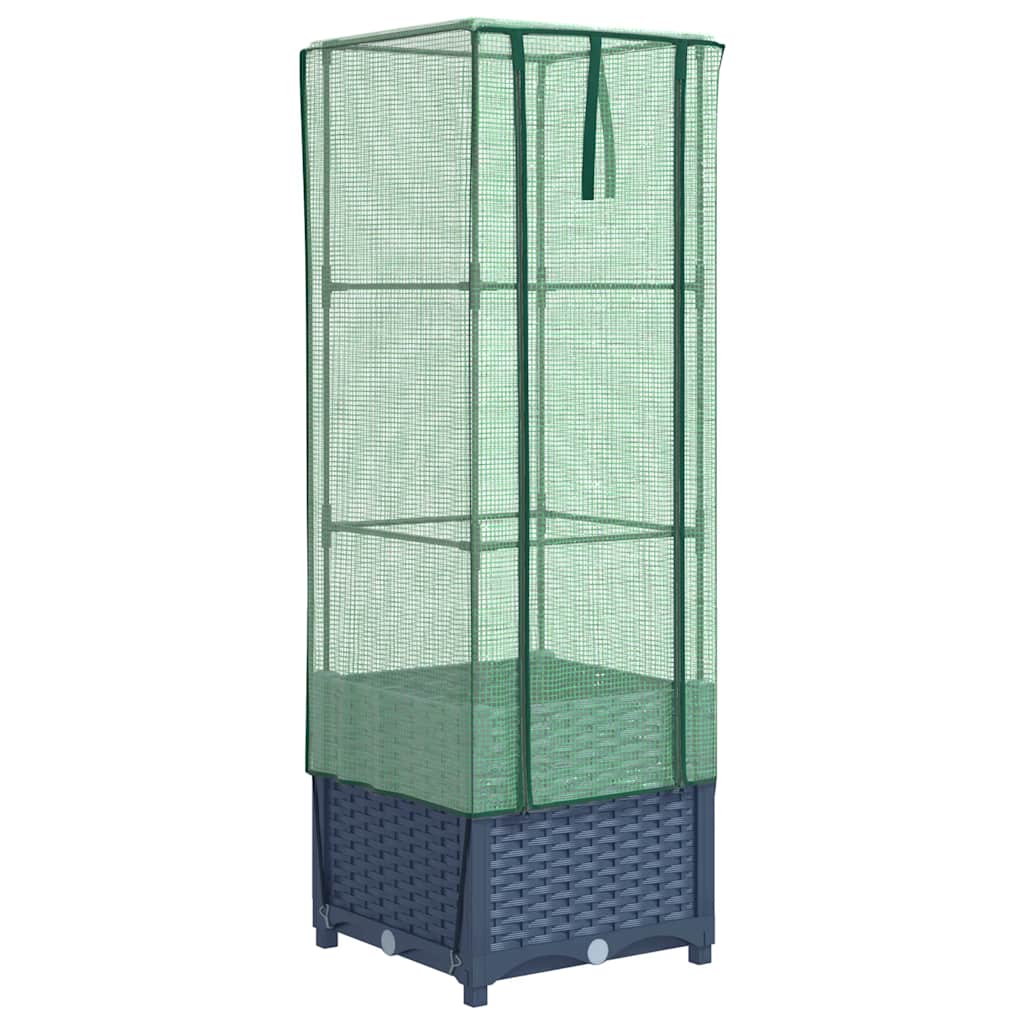 Raised bed with greenhouse attachment rattan look 40x40x139 cm