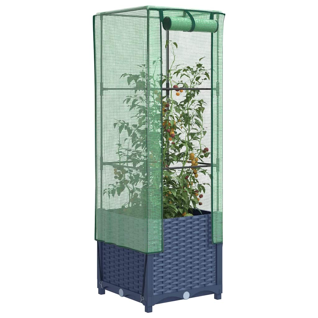 Raised bed with greenhouse attachment rattan look 40x40x139 cm
