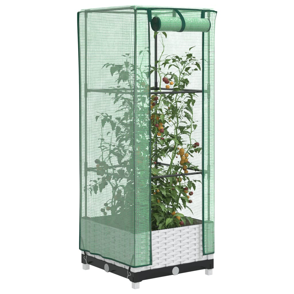 Raised bed with greenhouse attachment rattan look 40x40x123 cm