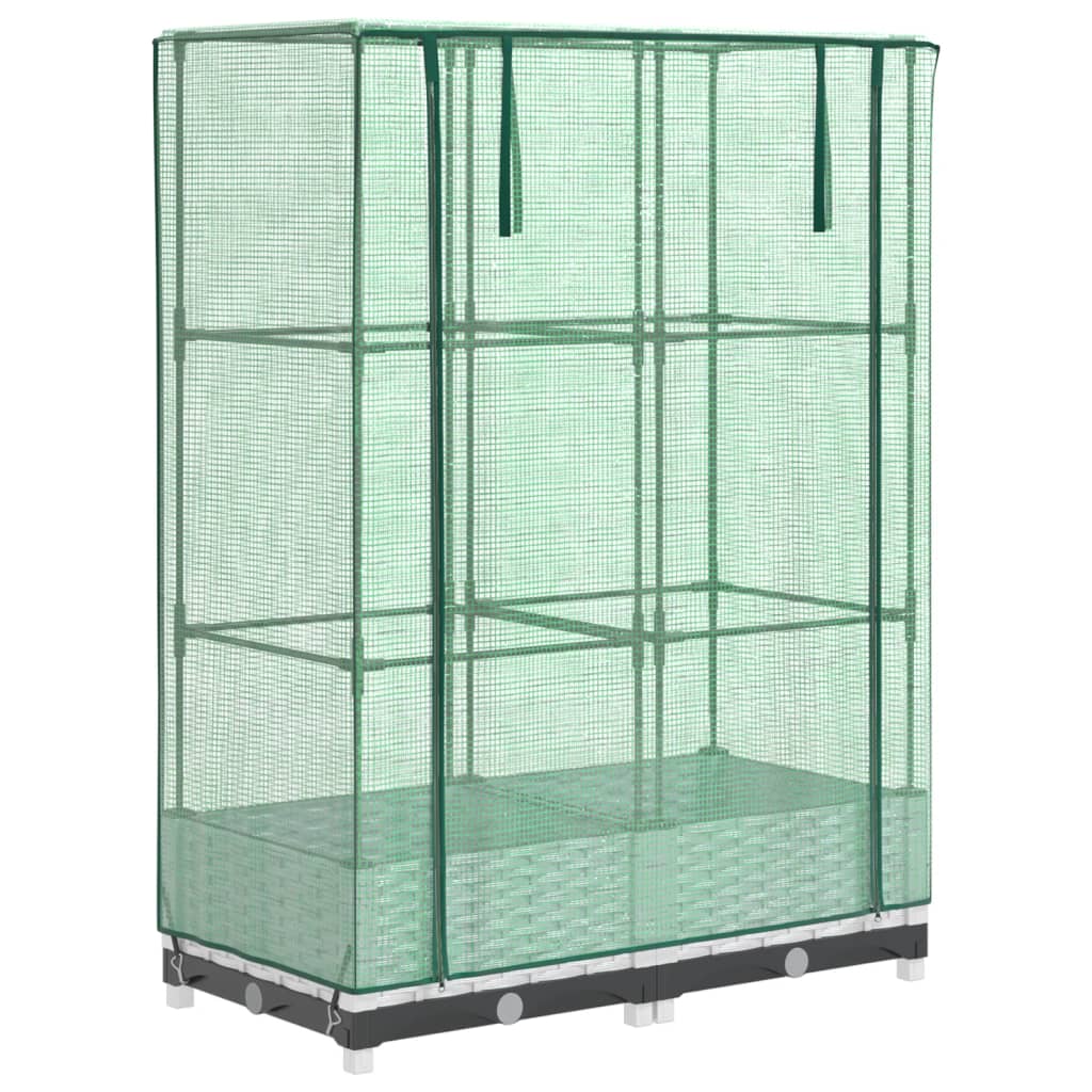Raised bed with greenhouse attachment rattan look 80x40x123 cm